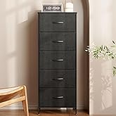 AODK Dresser for Bedroom with 5 Storage Drawers, 48" Tall Dresser Chest of Drawers Fabric Dressers with Sturdy Steel Frame, B
