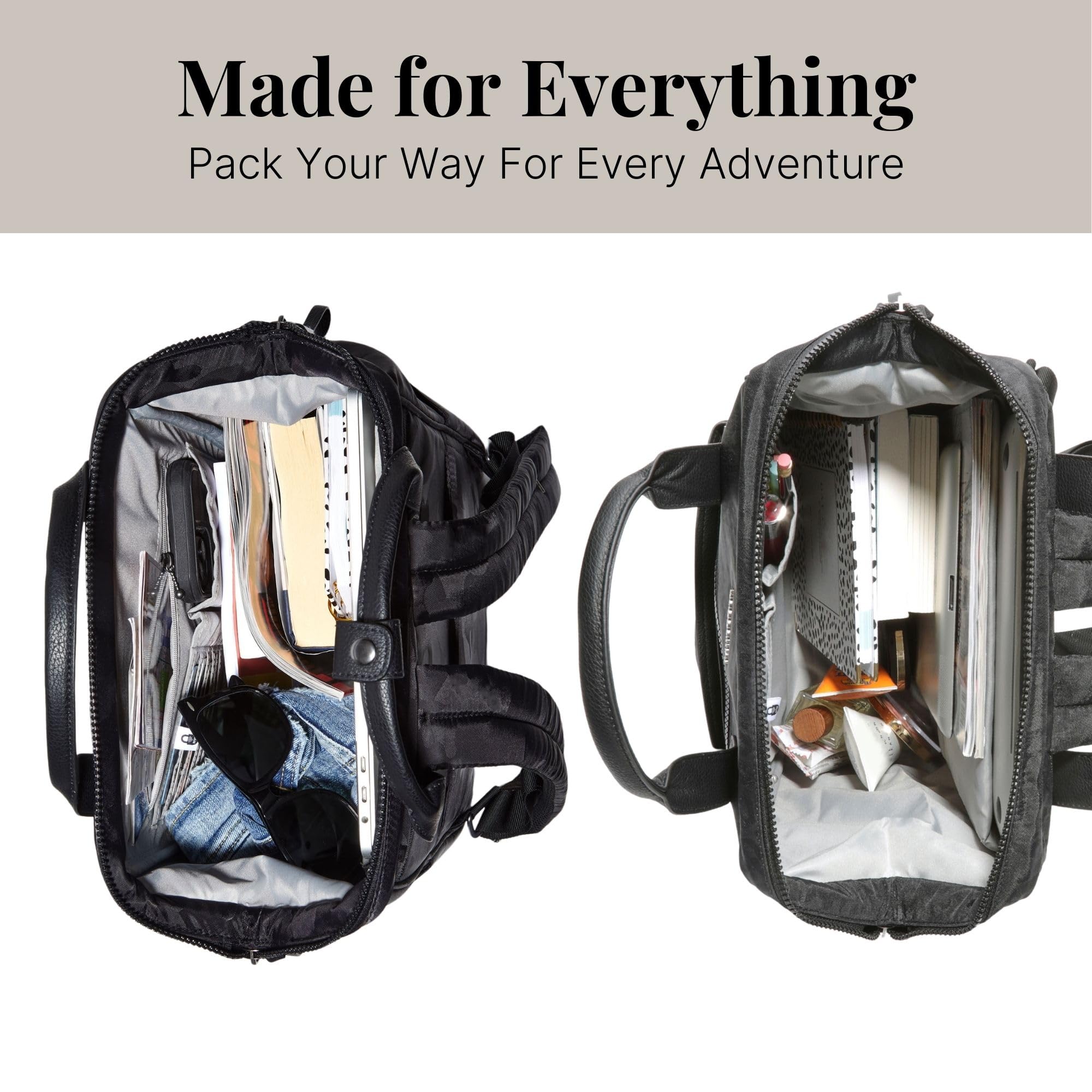 Baggallini Soho Backpack - Travel Laptop Backpack for Women - Lightweight Water-Resistant Luggage Bag, Black