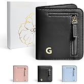 COSHAYSOO Womens Initial Letter RFID Small Wallets Slim Thin Woman Travel Credit Card Cash Coin Holder, Monogrammed Social Worker Leaving Farewell Going Away Gifts for Employee Coworker Black G