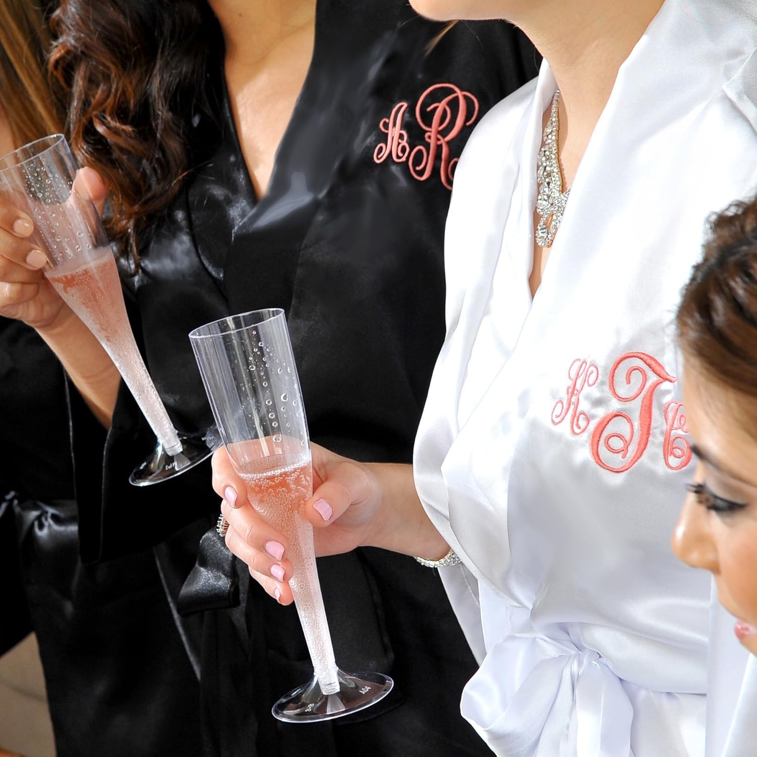 Monogrammed Satin Bridal Robe with Monogram Initials on the