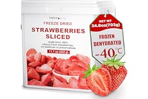 YIZVYOTVJ Freeze Dried Strawberry Slices 11.7 oz (332 g) – Resealable Airtight Bucket | Crunchy All-Natural Fruit Snack, No Added Sugar, Lightweight for Camping, Baking & Smoothies