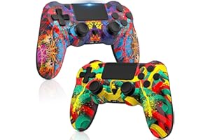 NONBLIEP 2 Pack Wireless Controller for PS4/Pro/Slim Consoles, Compatible with Playstation 4, Steam, PC Windows/iOS/Android with Upgraded Analog Sticks/Turbo/6-Axis Motion Sensor/Headphone Audio/Turbo