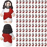 Keway 100 PCS Mini Jesus Figurines in Bulk, Little Jesus for Hide and Seek, Religious Easter Egg Stuffers Rubber Tiny Miniature Jesus, Baptism Gifts, Sunday School Crafts & Party Favors (Red)