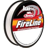 The Beadsmith Fireline by Berkley, Micro-Fused Braided Thread | 4lb. Test, .005&rdquo;/.12mm Dia, 50 Yd Spool, Crystal Color, Super Strong Stringing Material for Jewelry Making and Bead Weaving