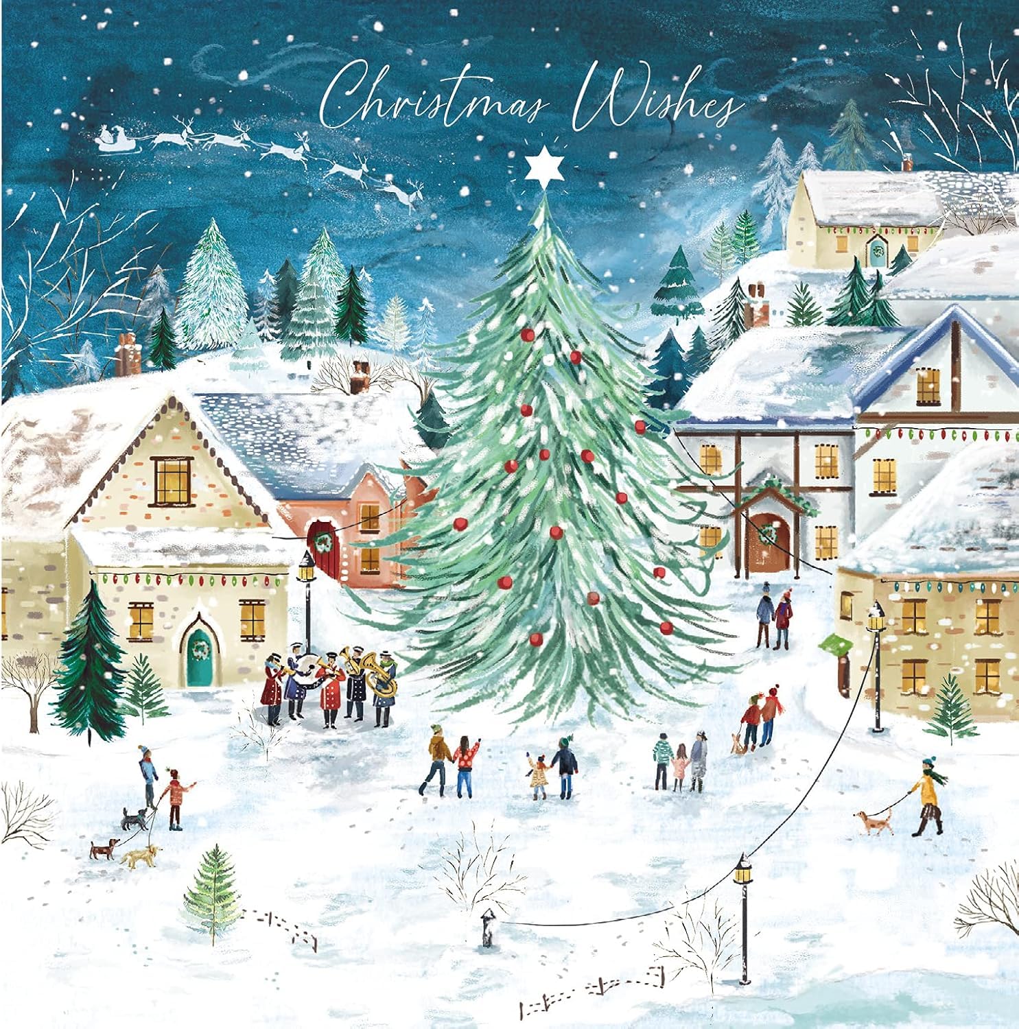 GBCC Charity Christmas Cards Pack of 6 - Charity Christmas Cards with a Snowy Village Artistic Scene - Eco-Friendly Xmas Cards Multipack with Envelopes