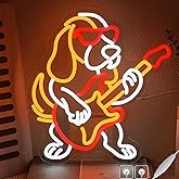 Dachshund Guitar Neon Sign for Wall Decor, Guitar Dog Neon Light, Dimmable Animal Music LED Light Up Sign for Bedroom,Living Room, Store,Party Decor
