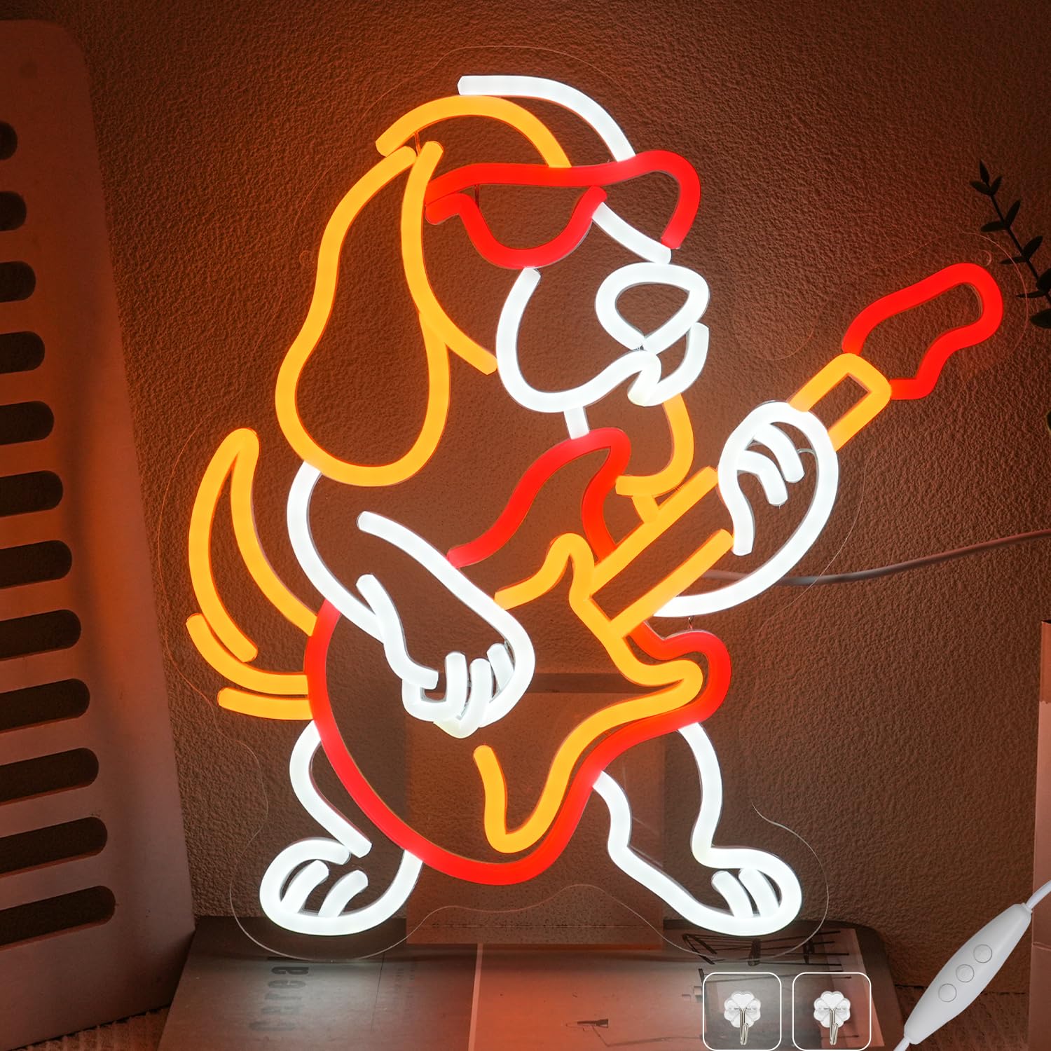Photo 1 of *******SOLD FOR PARTS - FINAL SALE***  Dachshund Guitar Neon Sign for Wall Decor, Guitar Dog Neon Light, Dimmable Animal Music LED Light Up Sign for Bedroom,Living Room, Store,Party Decor