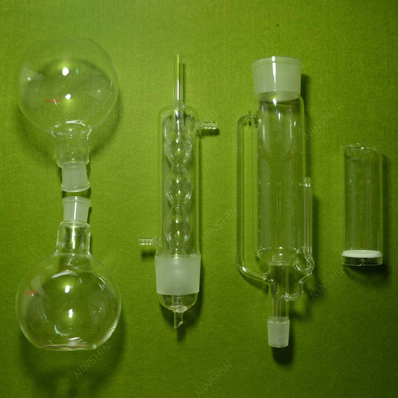 NANSHIN Glassware,1000ml soxhlet extractor with two boiling flasks ,and the Glass thimble