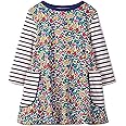 HILEELANG Toddler Girl Dress Long Sleeve Winter Christmas Clothes Cotton Casual Playwear Basic Tunic Outfit Dresses