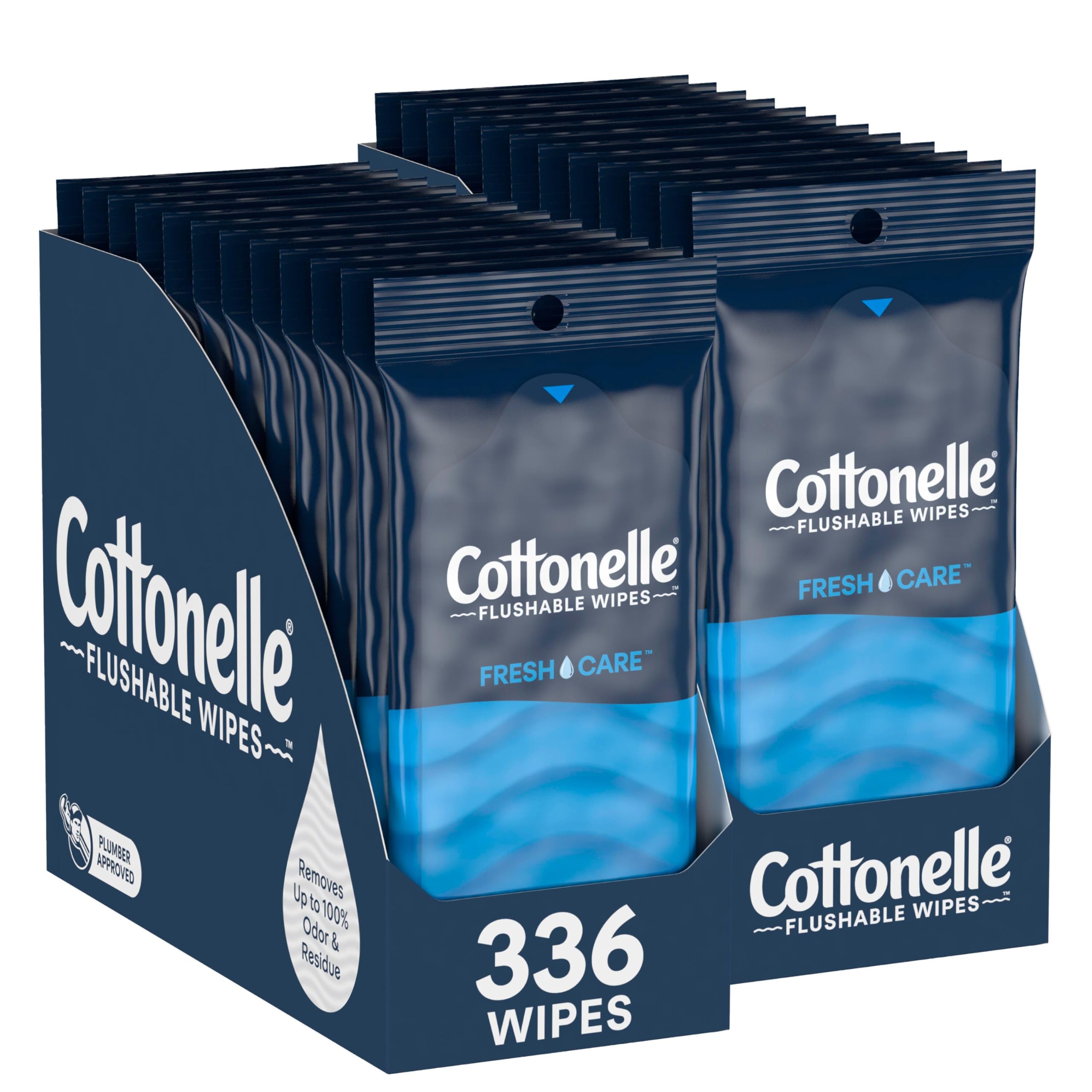 Photo 1 of Cottonelle Fresh Care On-The-Go Flushable Wet Wipes, Adult Wet Wipes, 24 On-The-Go Pack, 14 Wipes Per Pack (336 Total Wipes), Packaging May Vary