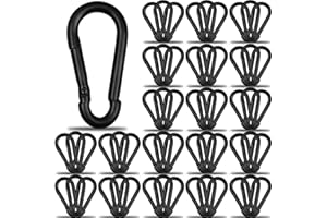 SEUNGCH 60Pcs 3" Heavy Duty Spring Snap Hook Carabiners, M8 5/16" Galvanized Steel Black Carabiner Clip, Quick Link Keychain for Hammock Swing Set Outdoor Travel Camping Fishing Hiking