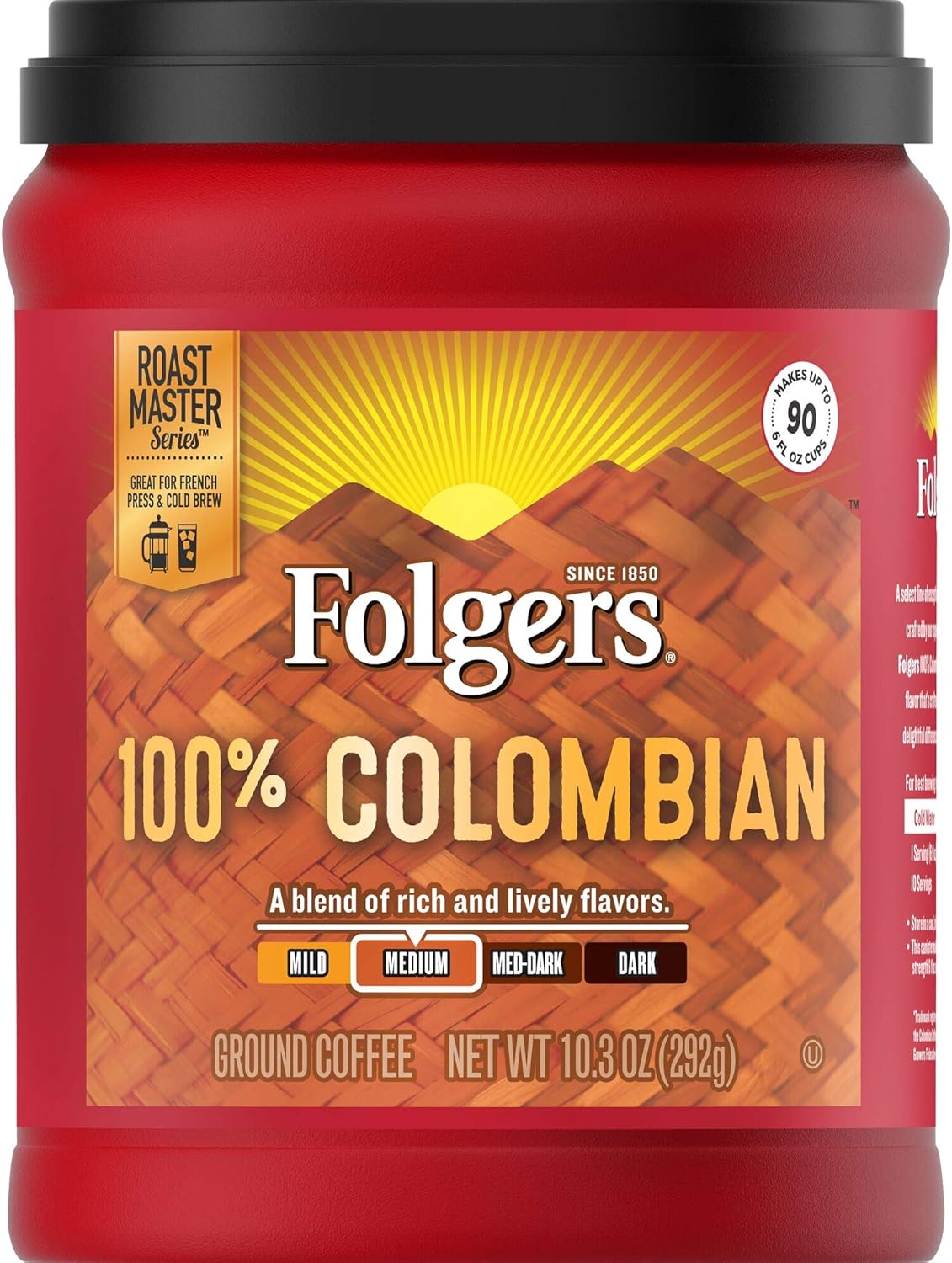 Folgers 100 Colombian, MediumDark Roast Ground Coffee, 10.3 Ounce Amazon.ca Grocery