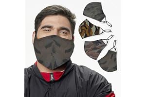 BLU HORN Face Mask from Large to 2XL(X-Large), with nose wire, adjustable loop, breathable (X-Large, Camo (4-Pack))