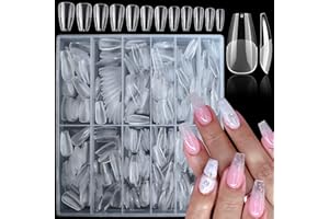 LoveOurHome 600pc Soft Gel Medium Coffin Fake Nail Tips Full Cover Gel X Nail Tips Coffin Clear Medium Fake Nail False Nails Gel Nail Tips for Acrylic Nails Extension Press on Nails