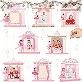 Namalu 8 Pcs Mini Ballet Nutcracker Picture Frames - Wooden Nutcracker Christmas Ornaments Pink Dancer Girl Xmas Hanging Photo Frames for Holiday Presents and Tree Decoration