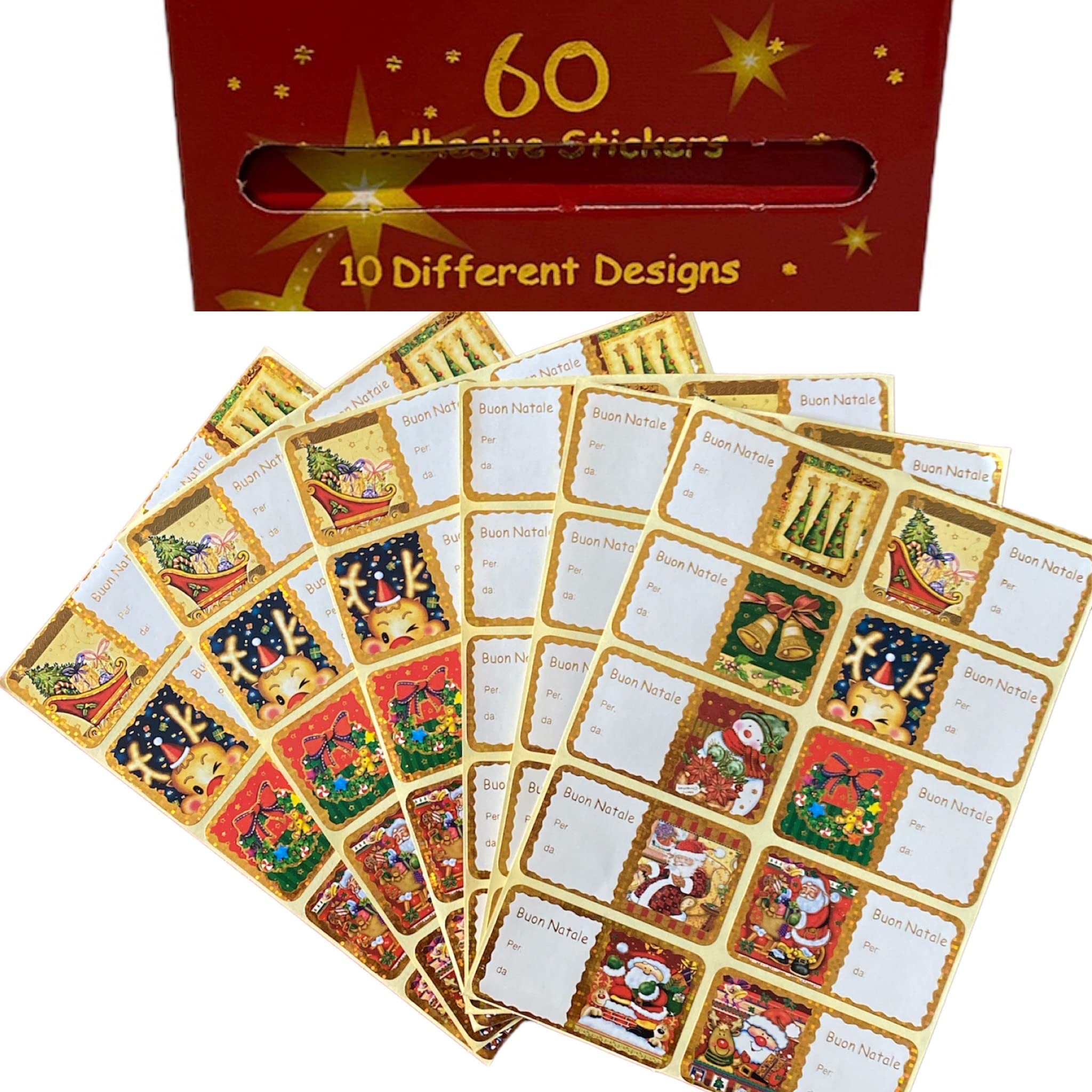 GMM CHRISTMAS STICKER TICKETS, CHRISTMAS LABEL BOX STICKERS, CHRISTMAS STICKERS PACKET CLOSURE, 60 PCS ROLL TO CUSTOMIZE DIY GIFTS.