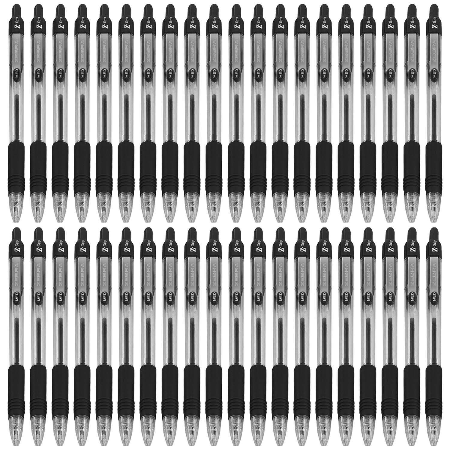 Zebra Z-Grip Retractable Ballpoint Pen - Economy Pack of 40 - Black