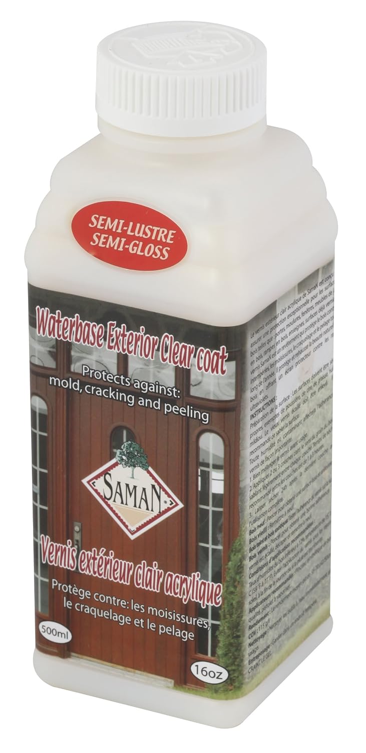 SamaN SAM870500ml 1Pint Exterior Water Based SemiGloss Varnish