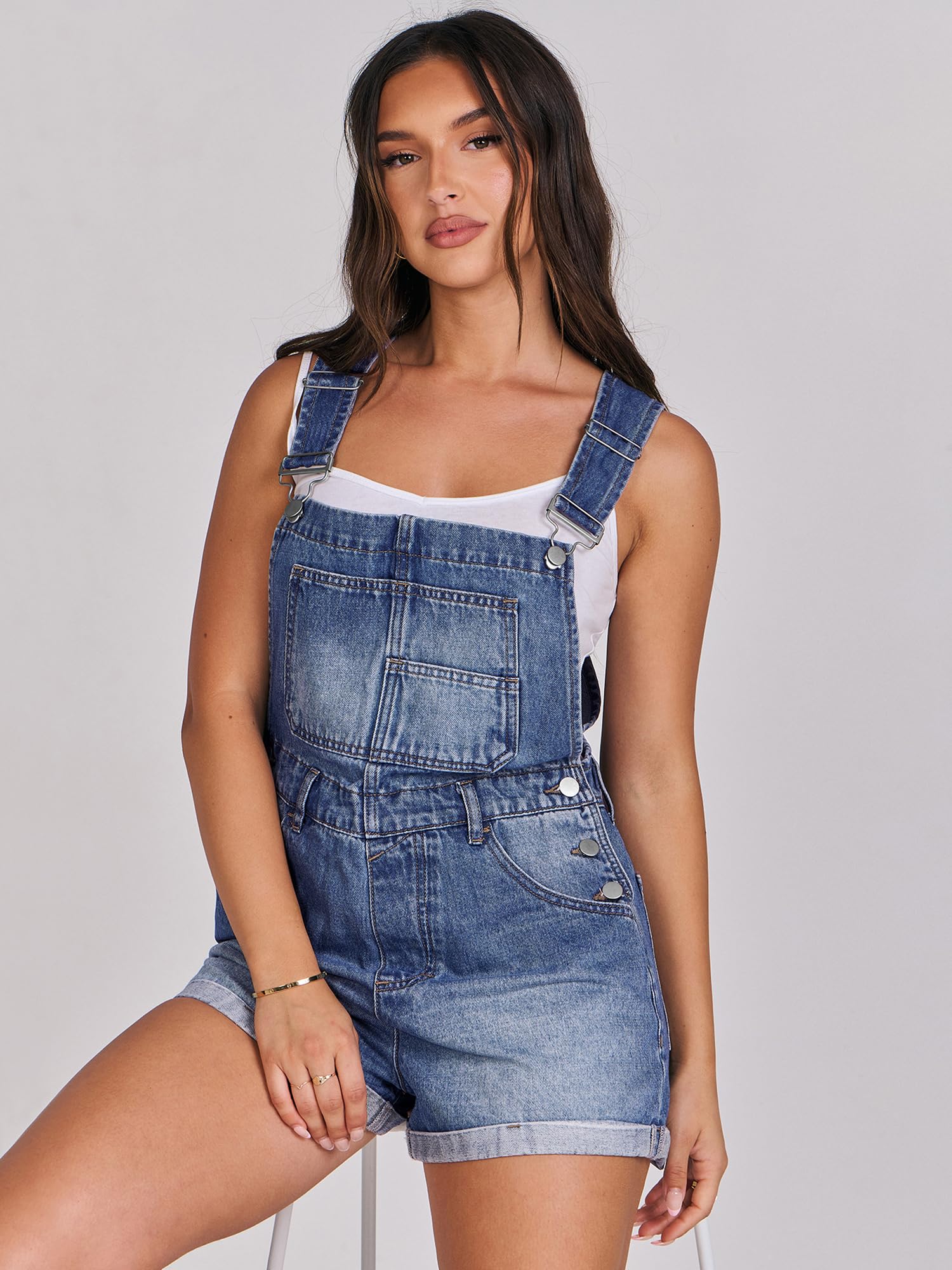 ANRABESS Overalls for Women Denim Shorts Overalls 2025 Summer Casual Loose Fit Adjustable Rompers Jean jumpsuit Bib Shortalls