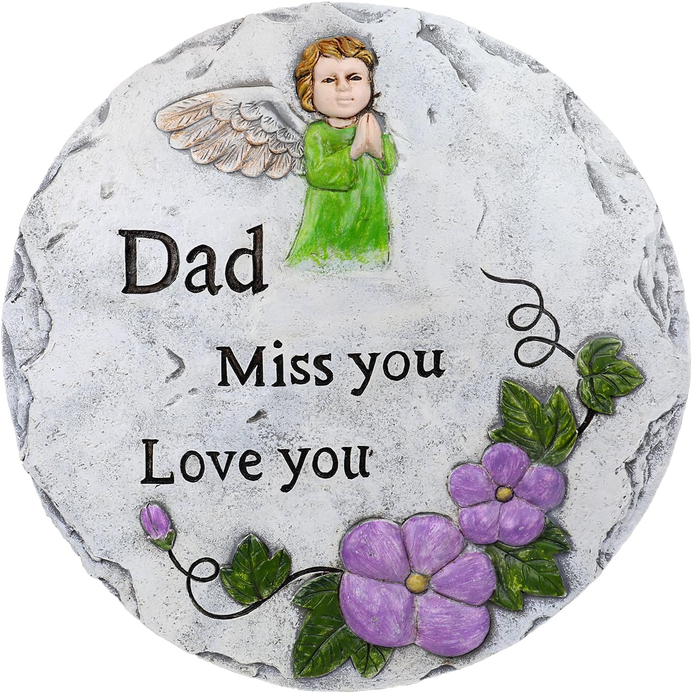 Mixed Media - Dad Memorial Stone, Angel Memorial Garden Stone in Memory of Dad in Heaven,Sympathy Gift for Loss of Dad, Remembrance of Beloved Father Bereavement Keepsake Gift,10 inch