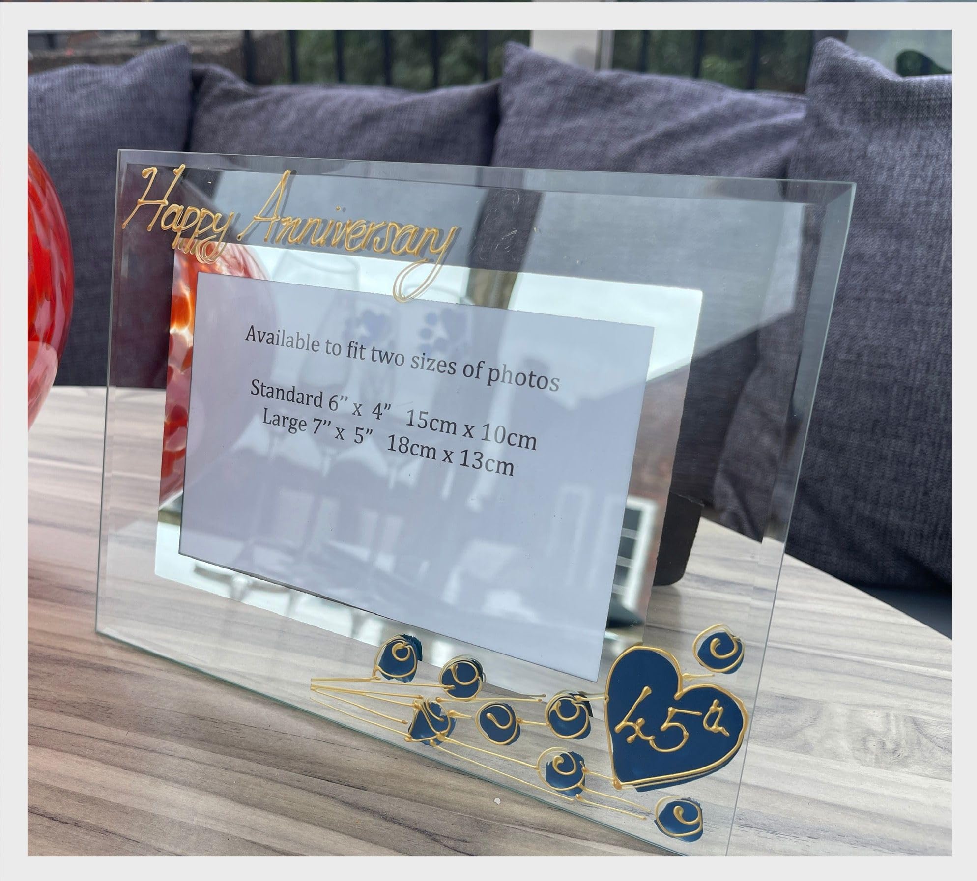 45th Wedding (Sapphire) Anniversary Photo Frame (L) (7x5) Flower