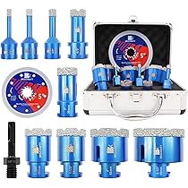 Angel Sar 13-Pieces 5/8 In.-11 Diamond Core Drill Bits Set, Vacuum Brazed Hole Saw Kit For Marble Ceramic Porcelain Tile Tools Kit XN14WF54