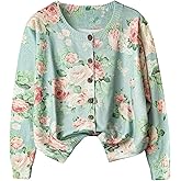 SOLY HUX Women's Plus Size Floral Cardigan Button Down Crew Neck Knit Fall Tops Teacher Clothes