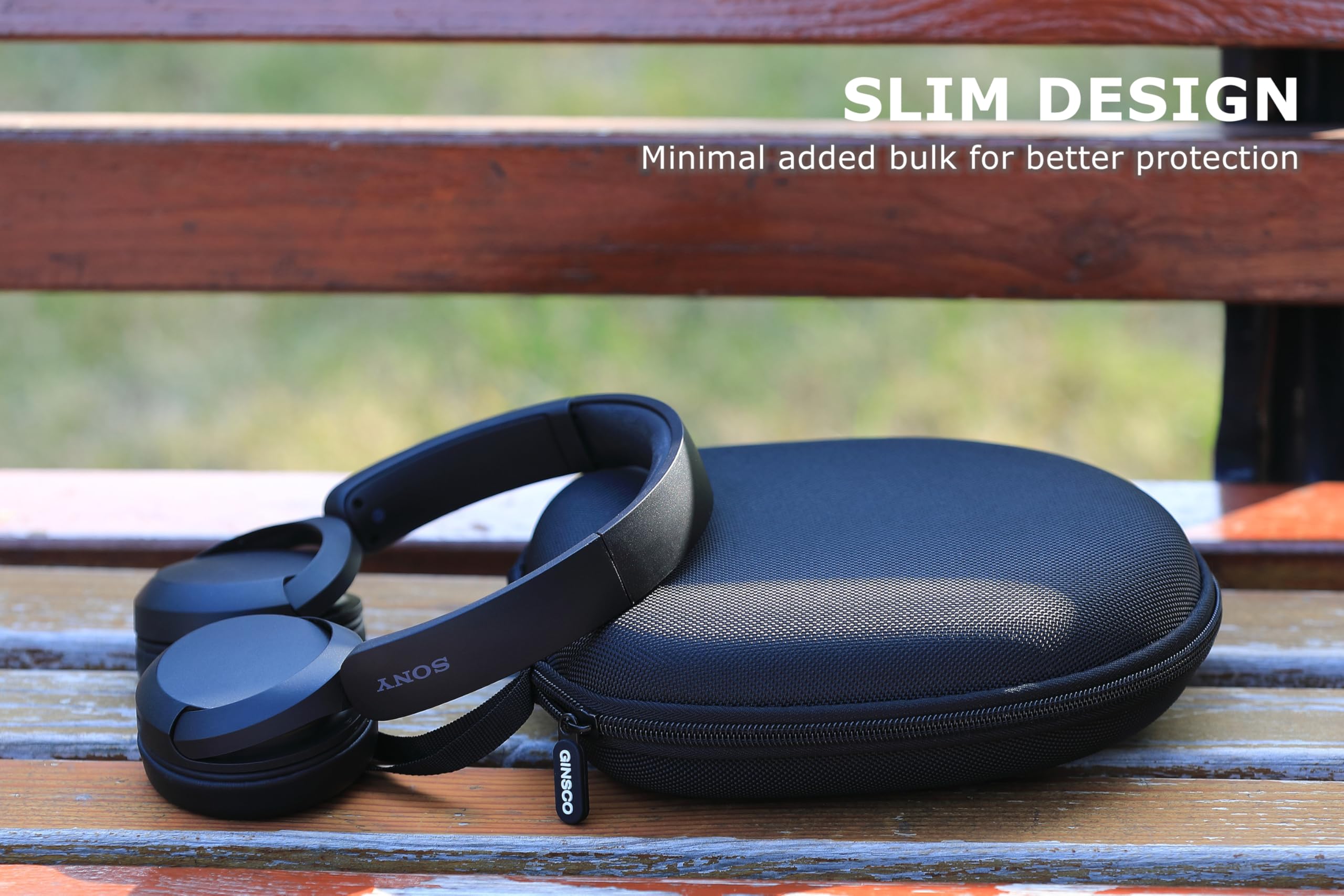 Ginsco Universal Headphone Case Compatible with JBL Tune 510BT 720BT, Sony WH-CH 720N/WH-CH520, Soundcore Q20/Q30 BERIBES KVIDIO TOZO etc, 1680D Oxford Travel Carrying Hard Shell Case Black