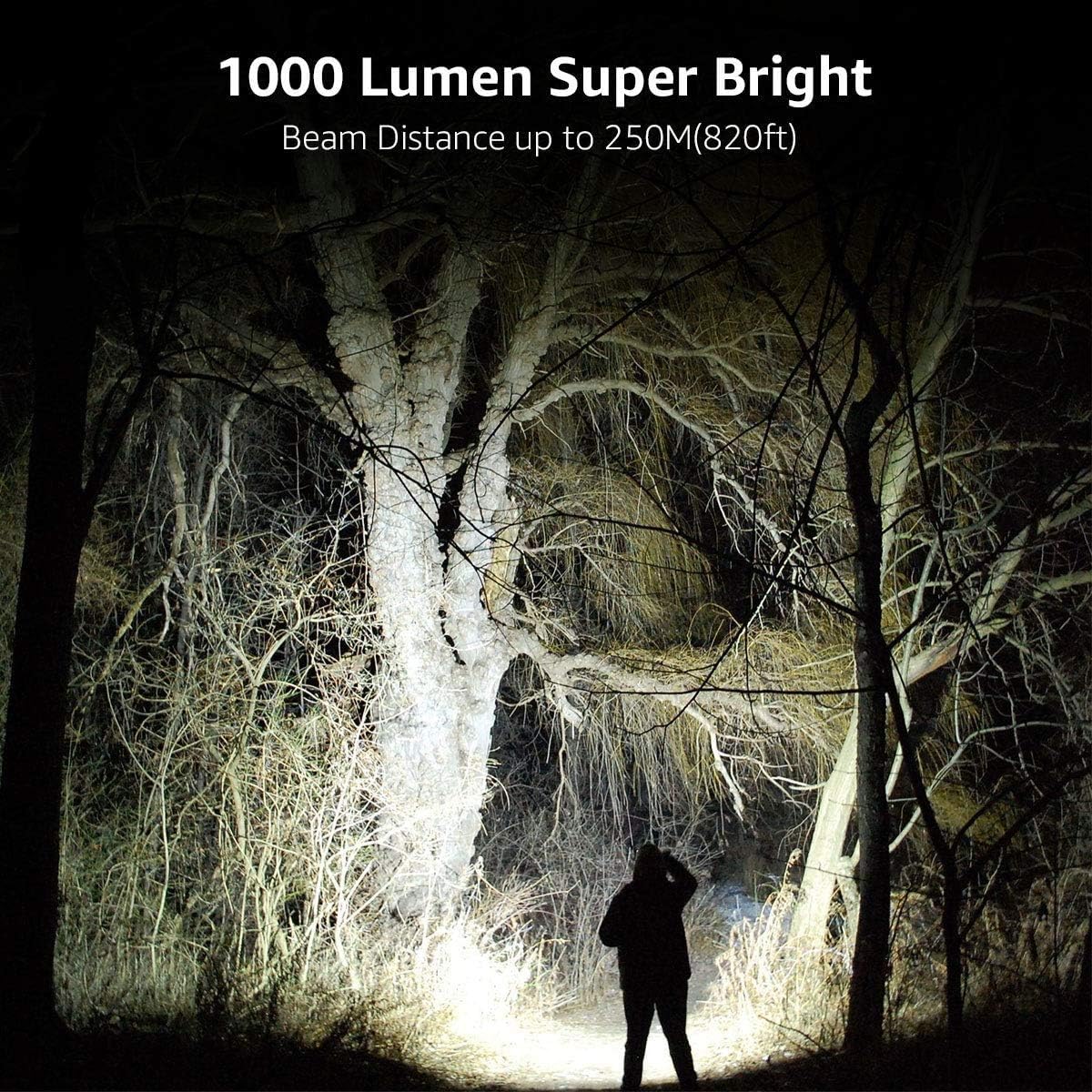 LE Rechargeable LED Flashlight, Zoomable Tactical Torch, 1000 Lumens Super Bright, IPX7 Waterproof, 5 Lighting Modes, Portable Handheld Flashlights for Camping, Running, Dog Walking and Emergency - - 
