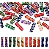 Boutigem 30Pcs Column Tube Beads for Jewelry Making, Colorful Column Imperial Jasper Gemstone Beads, Cylinder Loose Bead Healing Crystal Energy Stone Bead 12-13mm for DIY Bracelet Necklace Making