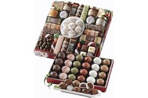The Swiss Colony 27 Favorites and 24 Liqueur Truffles Christmas Gift Bundle - Assorted Cheeses, Candies, Chocolates, Summer Sausage Meats with 24 Liqueur Flavored Truffles