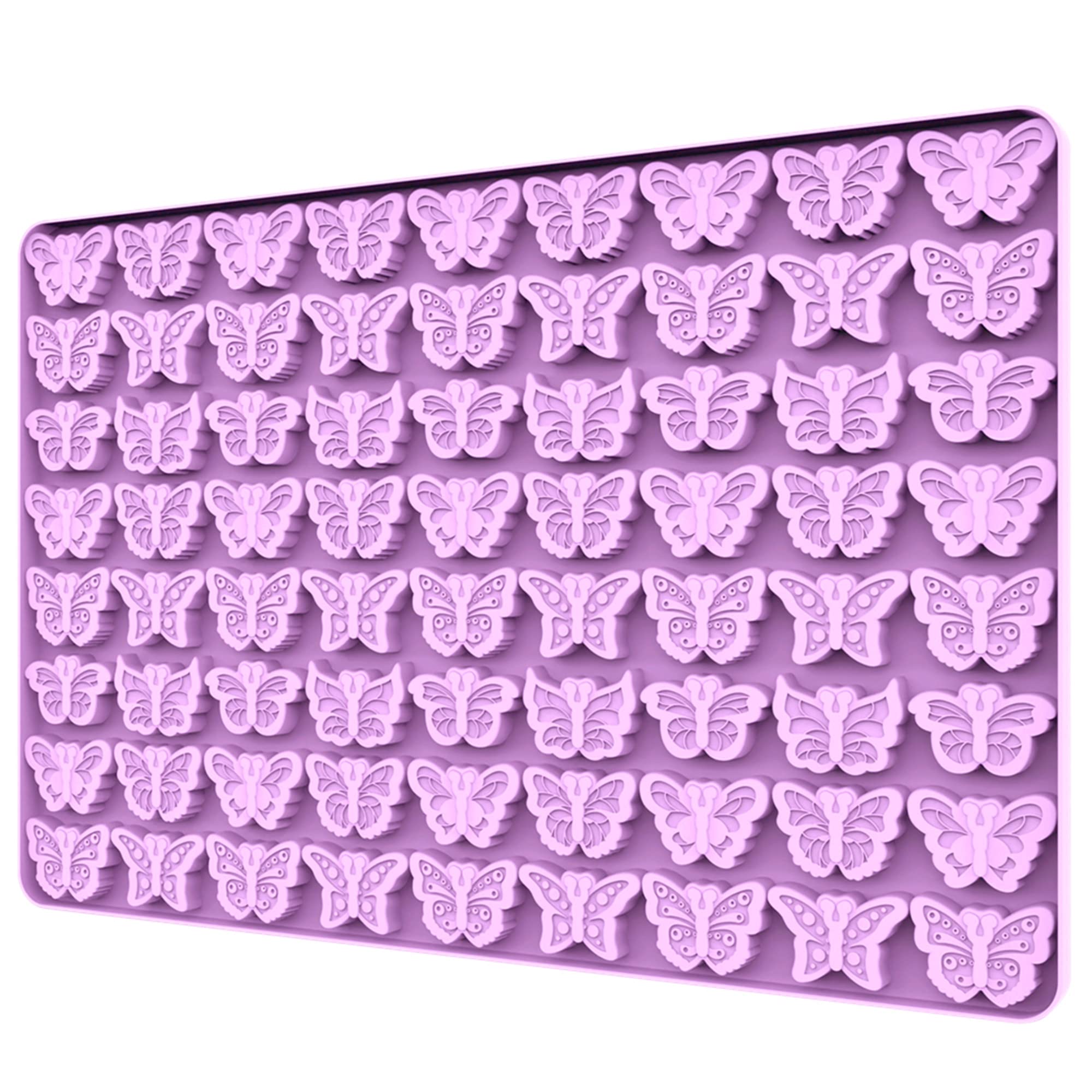 Butterfly Molds Silicone for Chocolate Candy Gummy, Small Wax Melt Molds Butterfly Baking Molds Ice Cube Tray with Scraper