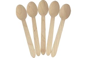 KingSeal Disposable Birch Wood Cutlery Spoons, Biodegradable and Earth Friendly, 6.25 Inch Length - 1 Pack of 100 pcs