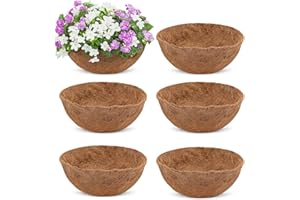 CEED4U 6 Packs 8 Inch Round Coco Coir Liner, Natural Replacement Circle Coconut Fiber Plants Liners for Hanging Basket Wall Garden Planter Flower Pot Outdoor
