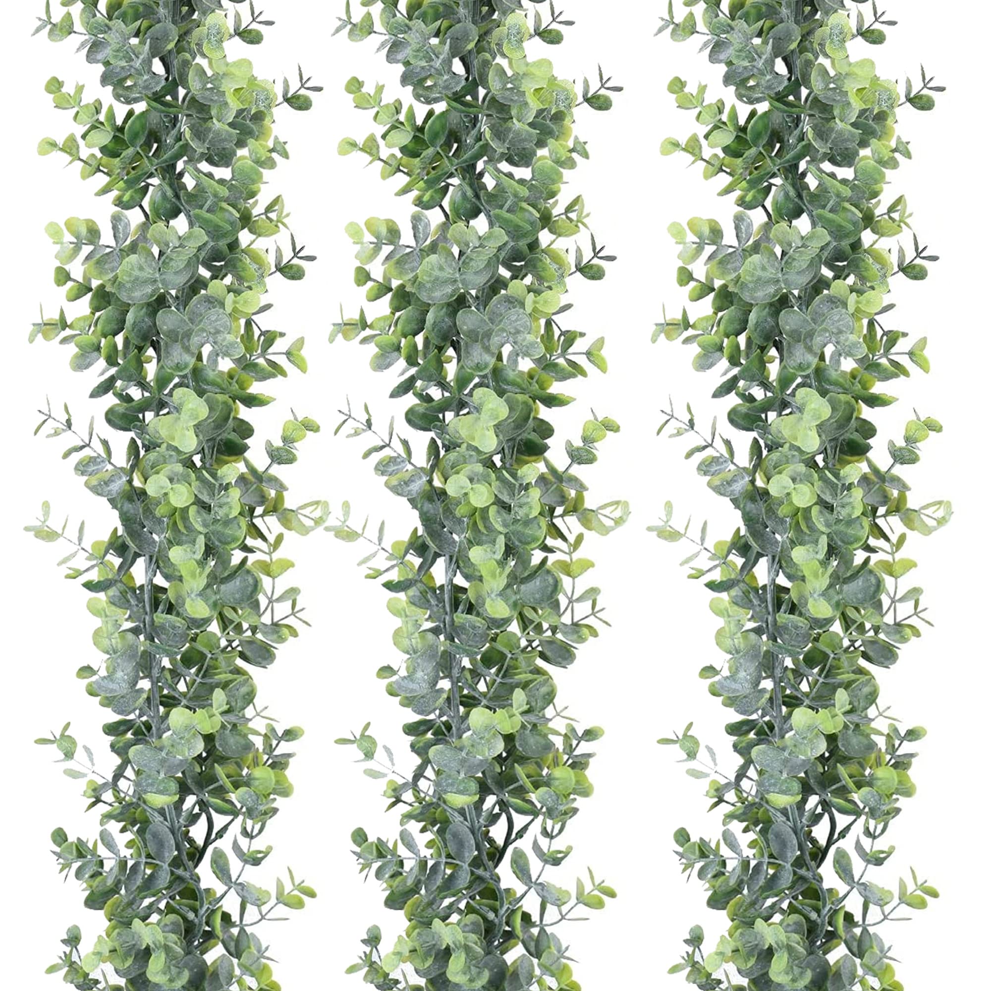 Lighterday 3Pcs Greenery Artificial Eucalyptus Garland 5.4Ft Faux Eucalyptus Plant Hanging Greenery Vines Garland for Wedding Table Crafts Wall Mantel Home Decoration