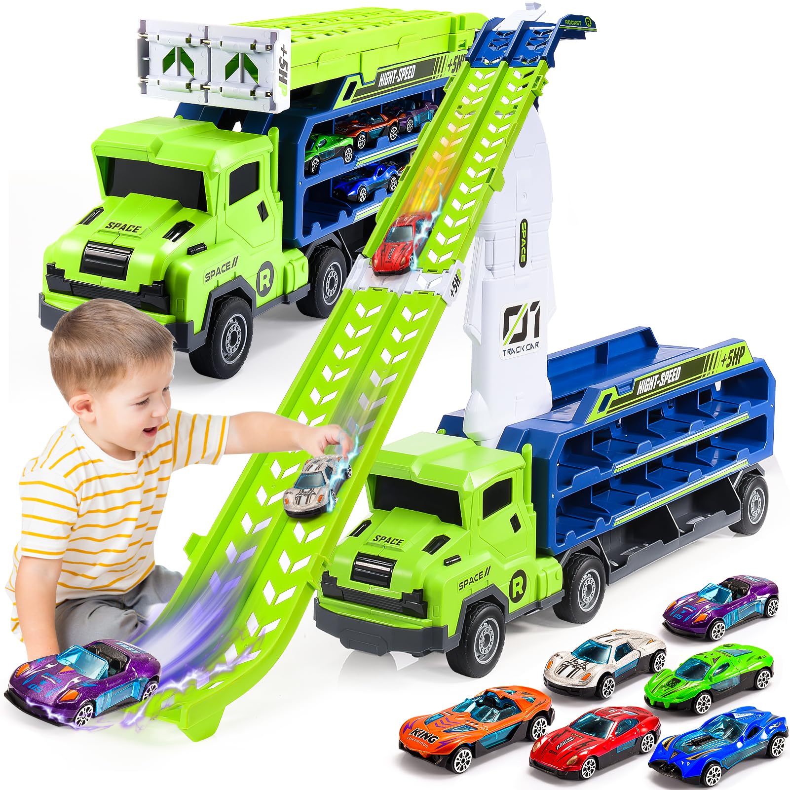 EUTOYZ Toys for 3 4 5 6 Year Olds Boy, Toy Cars for Boys Toys Age 3-5 Birthday Easter Gift for 3-5 Year Olds Boys Car Race Track with 46 inch Race Track Toddler Toy Car
