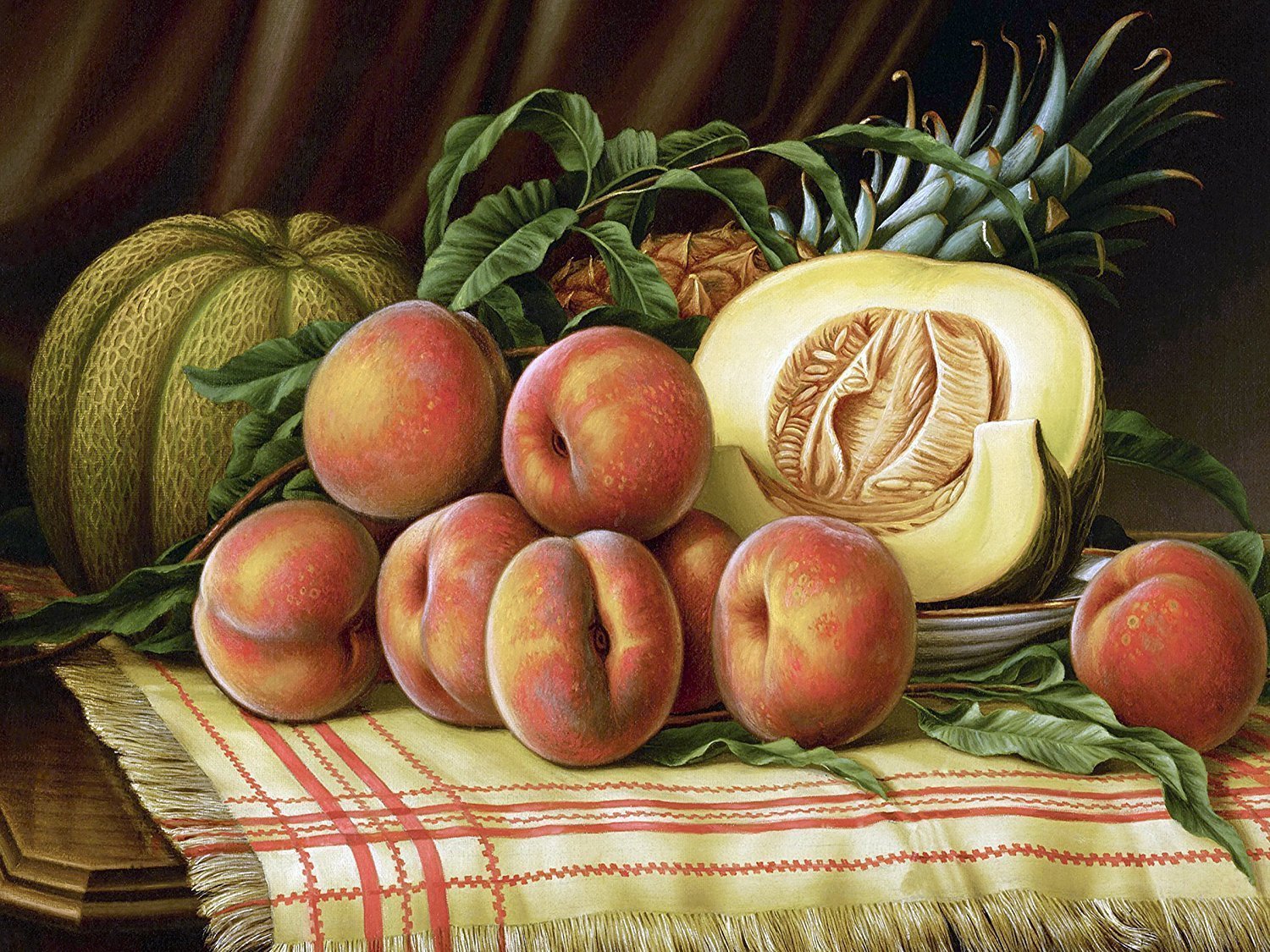 MELONS PEACHES PINEAPPLE by L. Wells Tile Mural Kitchen Backsplash Ceramic 10x8