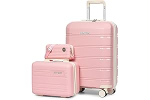 Joyway Luggage Carry-On Suitcases 20" Lightweight Polypropylene Carrying Case with TSA Lock,Rigid Luggage Sets with Swivel Wheels,14" Cosmetic Bag & 7" Small Bag