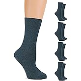 LAETAN Women's Cotton Crew Socks, Plain Color, Regular Fit | Soft Casual Socks for Trouser | Shoe Size: 6-9/9-12 (4 Pairs)