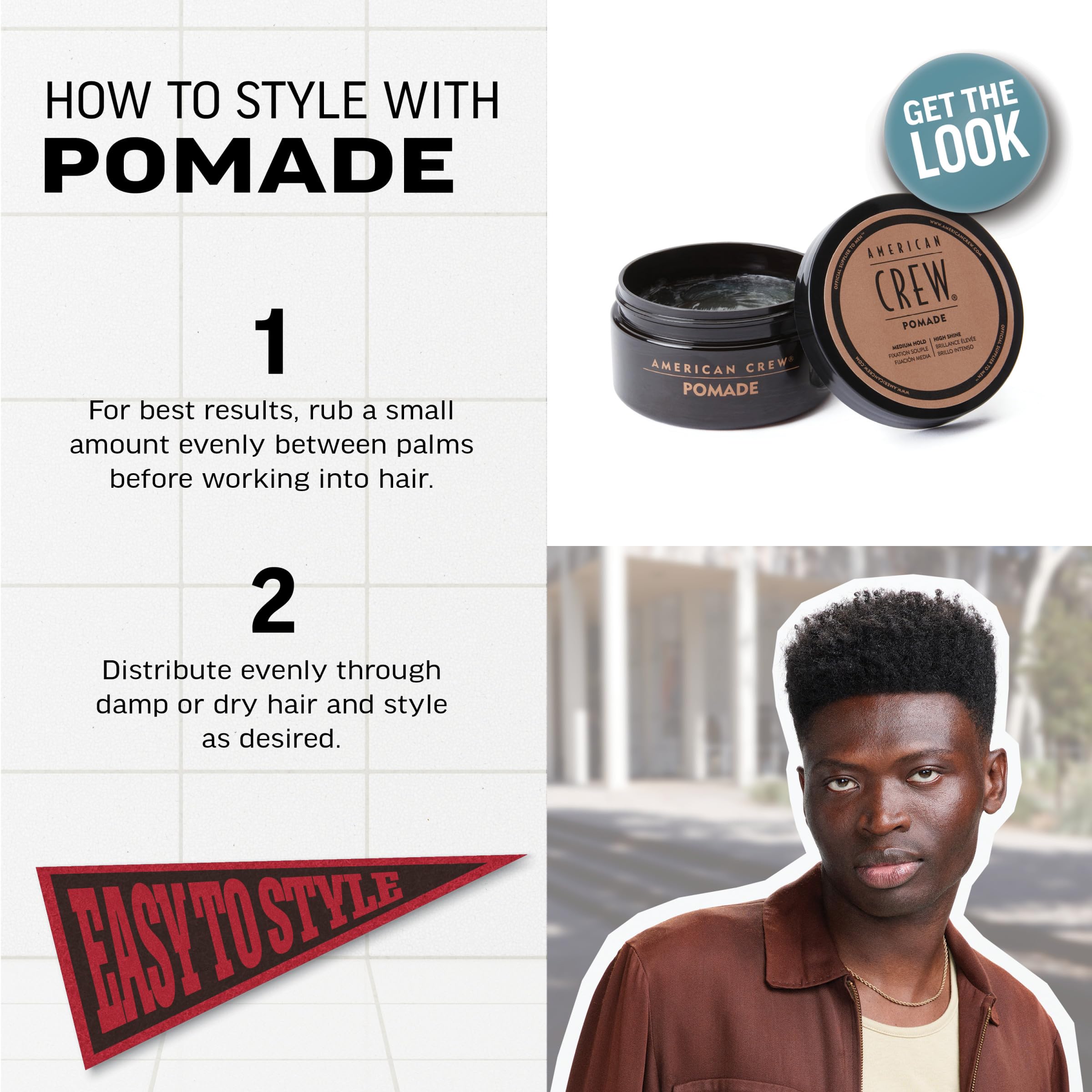 AMERICAN CREW POMADE FOR HOLD AND SHINE 3 OZ for Men