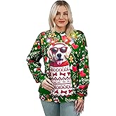 Giggling Getup Ugly Christmas Sweaters, Unisex Christmas Sweatshirt, Funny Fashion Pullover 2025, Santa Cat Dog Top