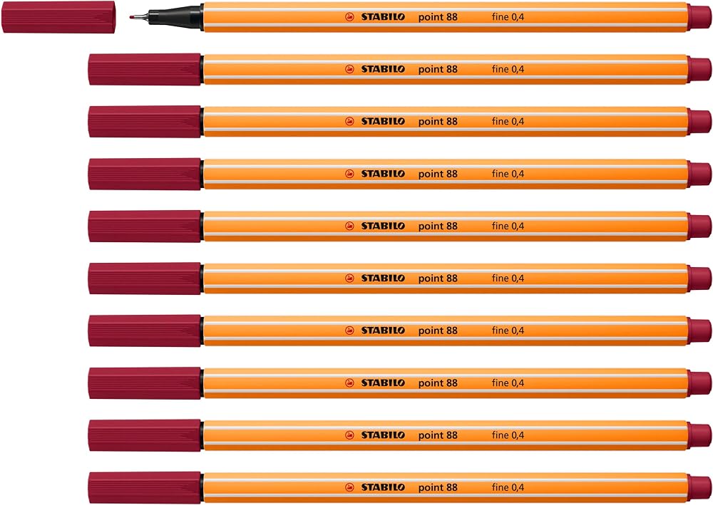 Stabilo point 88 Fineliner Pack of 10 Purple 0.4 mm Hexagonal