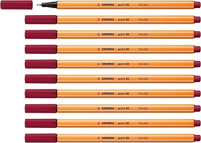 Stabilo point 88 Fineliner Pack of 10 Purple 0.4 mm Hexagonal