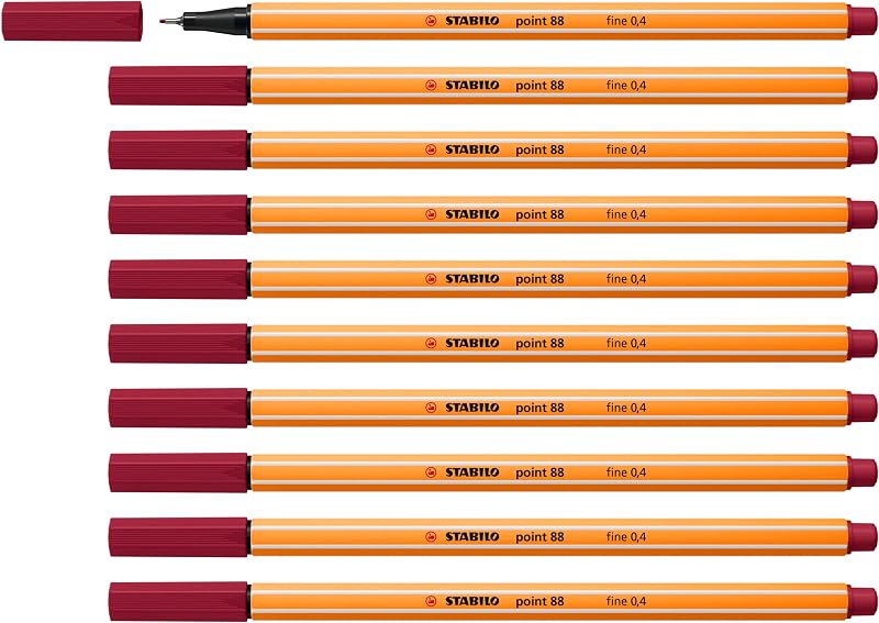 Stabilo point 88 Fineliner Pack of 10 Purple 0.4 mm Hexagonal