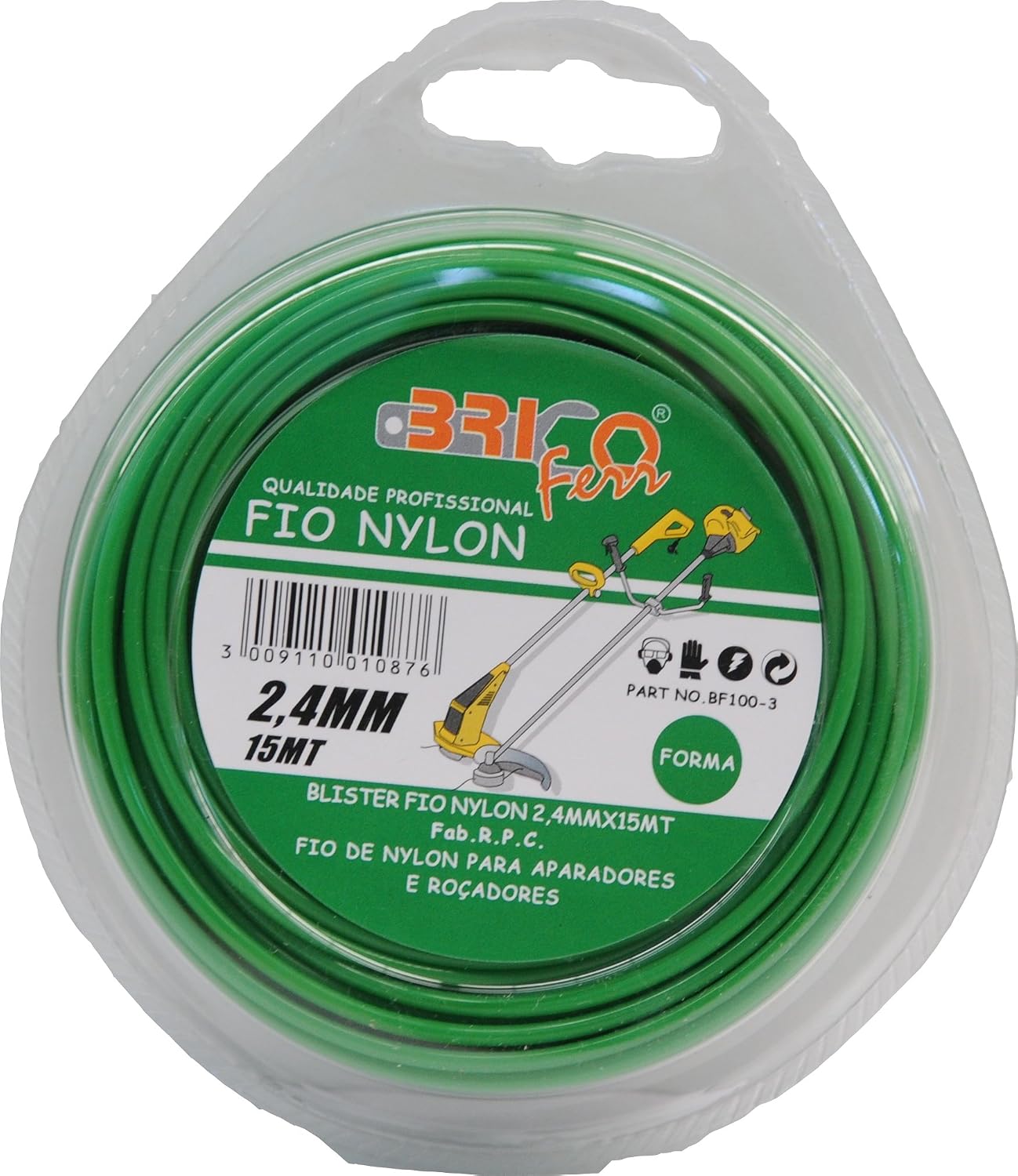 Bricoferr BF062 Motorsensen-Faden Rund – 3 Mm X 220 M, Für Elektro- & Benzin-Motorsensen