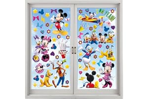 DICNERRY Cartoon Mickey Stickers for Kids, Cartoon Character Stickers for Teens, 65 PCS PVC Removable Stickers for Glass Windows Room Water Bottles Laptop Luggage Skateboard Package (Mickey)
