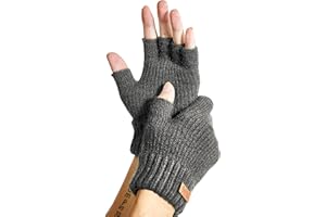 JYUYNY Fingerless Gloves for Women Men, Winter Warm Alpaca Wool Stretch Knit Adult Half Finger Glove for Typing, Driving