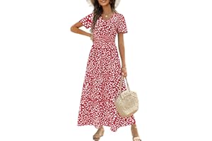 Zattcas Womens 2025 Long Summer Dress Short Flutter Sleeve V Neck Casual Smocked Tiered Modest Floral Boho Maxi Dress