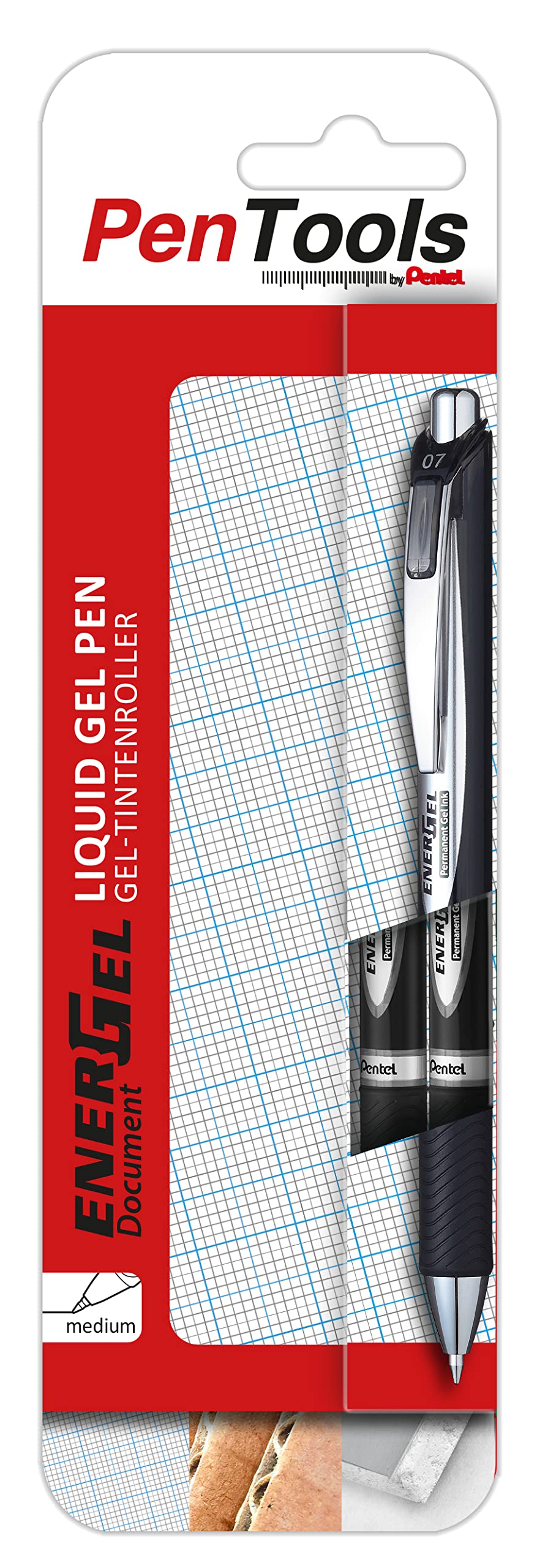 Pentel PenTools EnerGel Document Gel Rollerball Pen, 2-Pack, Black