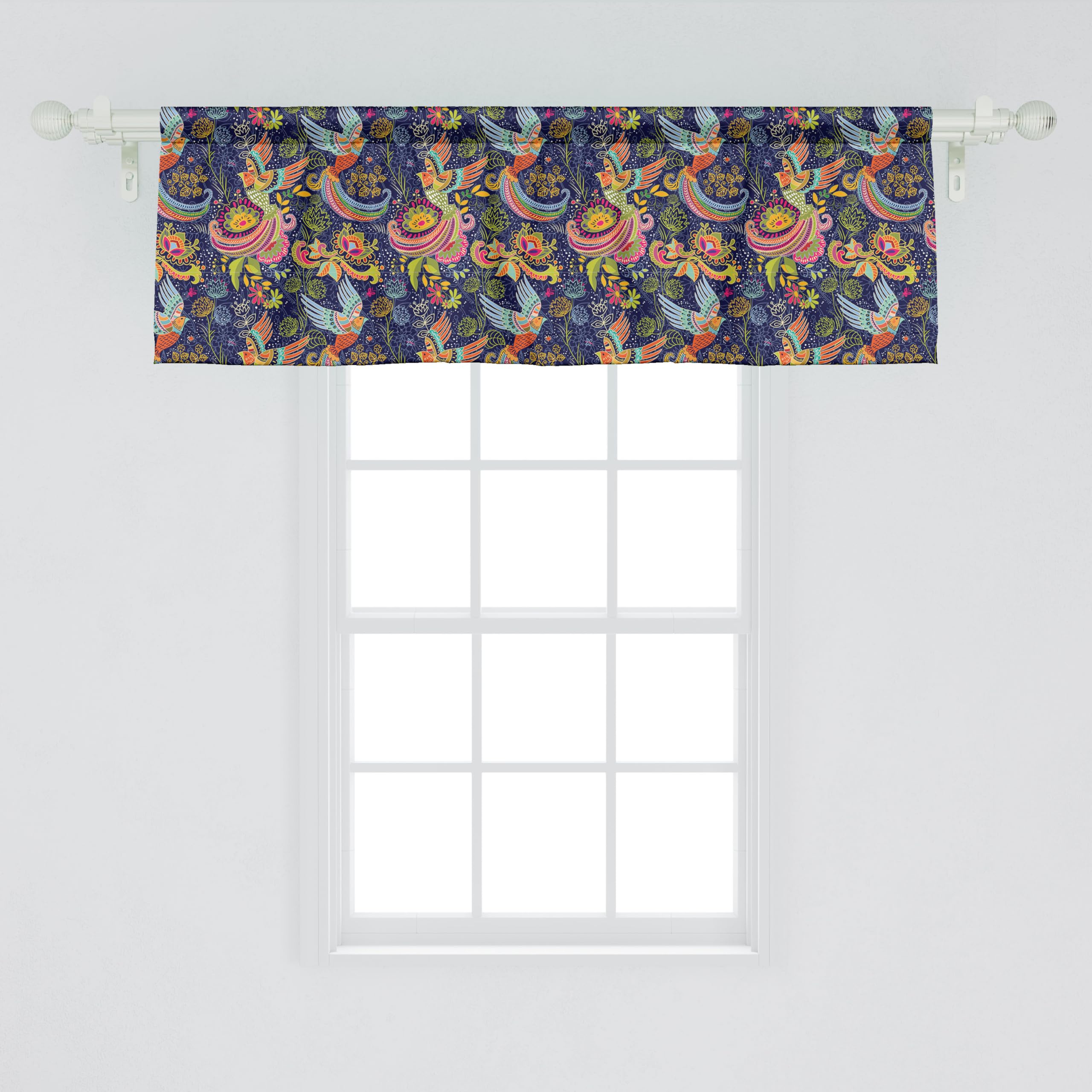 Ambesonne Birds Window Valance, Phoenix Rising from